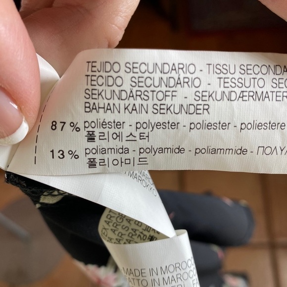 Zara Basic Z1975 Denim Top Sheer Floral Black Small - Picture 10 of 12